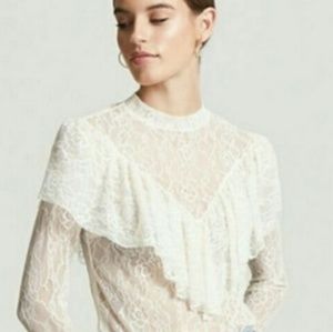 Sheer Lace Flounce Top